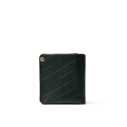 Leather women's AirTag billfold wallet 2.1 in forest green