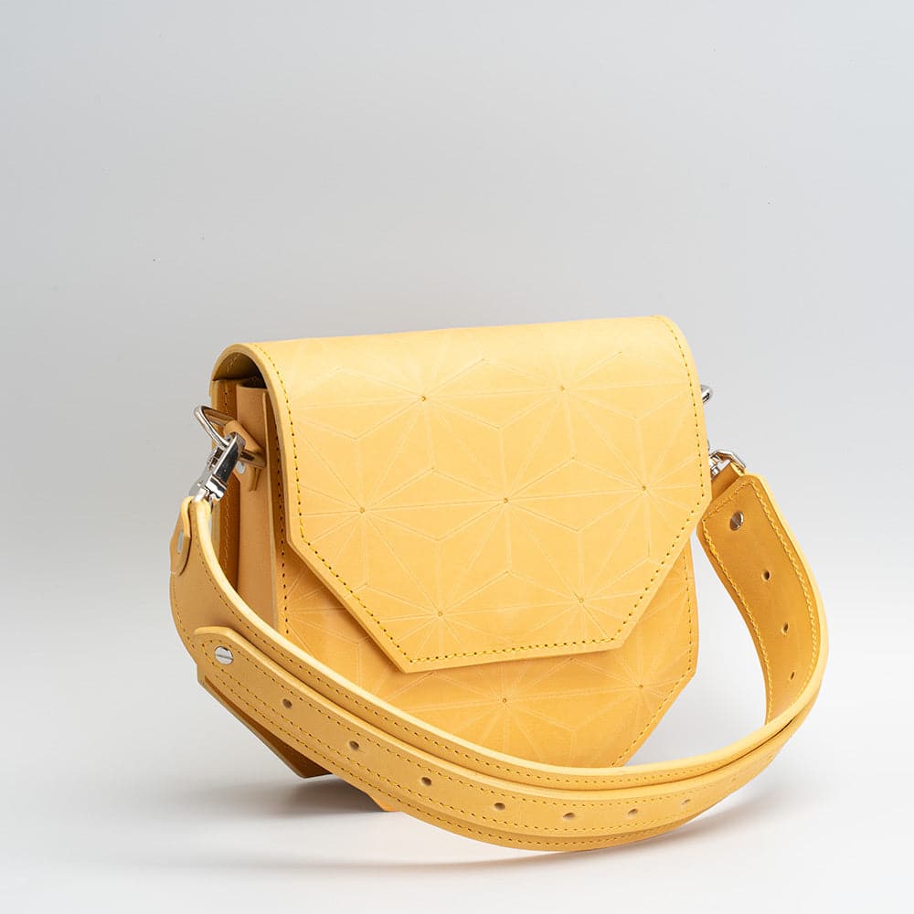 geometric design leather bag