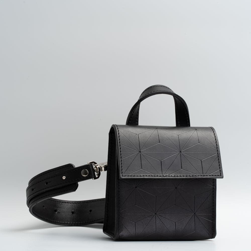 geometric leather waist bag