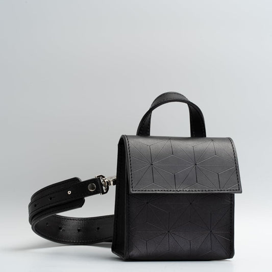 geometric leather waist bag
