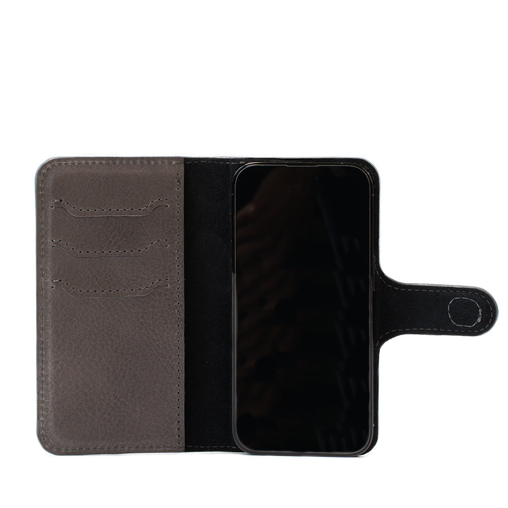 Geometric Goods Leather Folio Case Wallet with MagSafe for iPhone 14 Series Black Vectors / iPhone 14 Plus