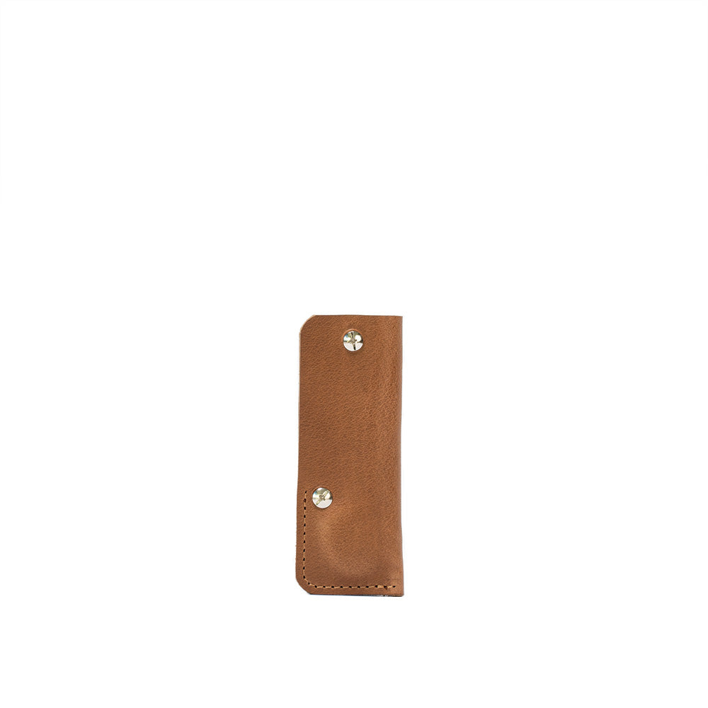 light brown leather airtag keychain 