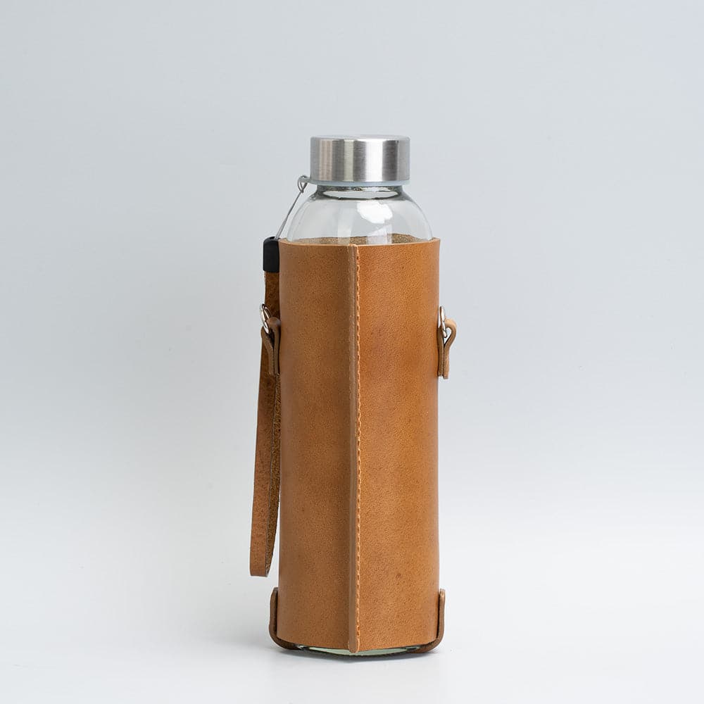 leather water bottle bag