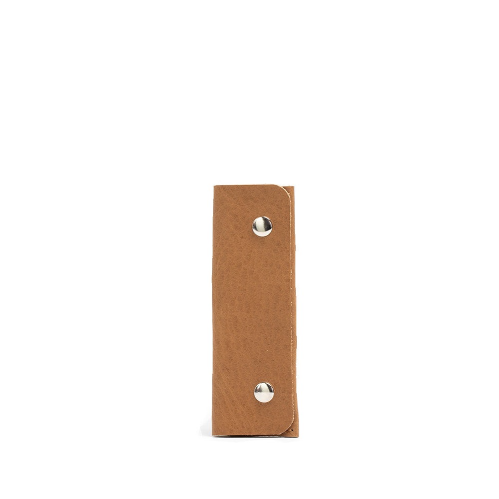 light brown leather airtag keychain