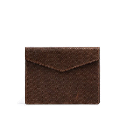 luxurious sleeve case for MacBook pro 16 made from premium Italian leather be Geometric Goods in dark brow chocolate color