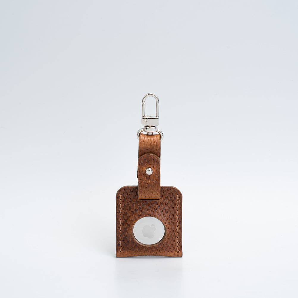 Leather AirTag bag charm with carabiner - Geometric Goods