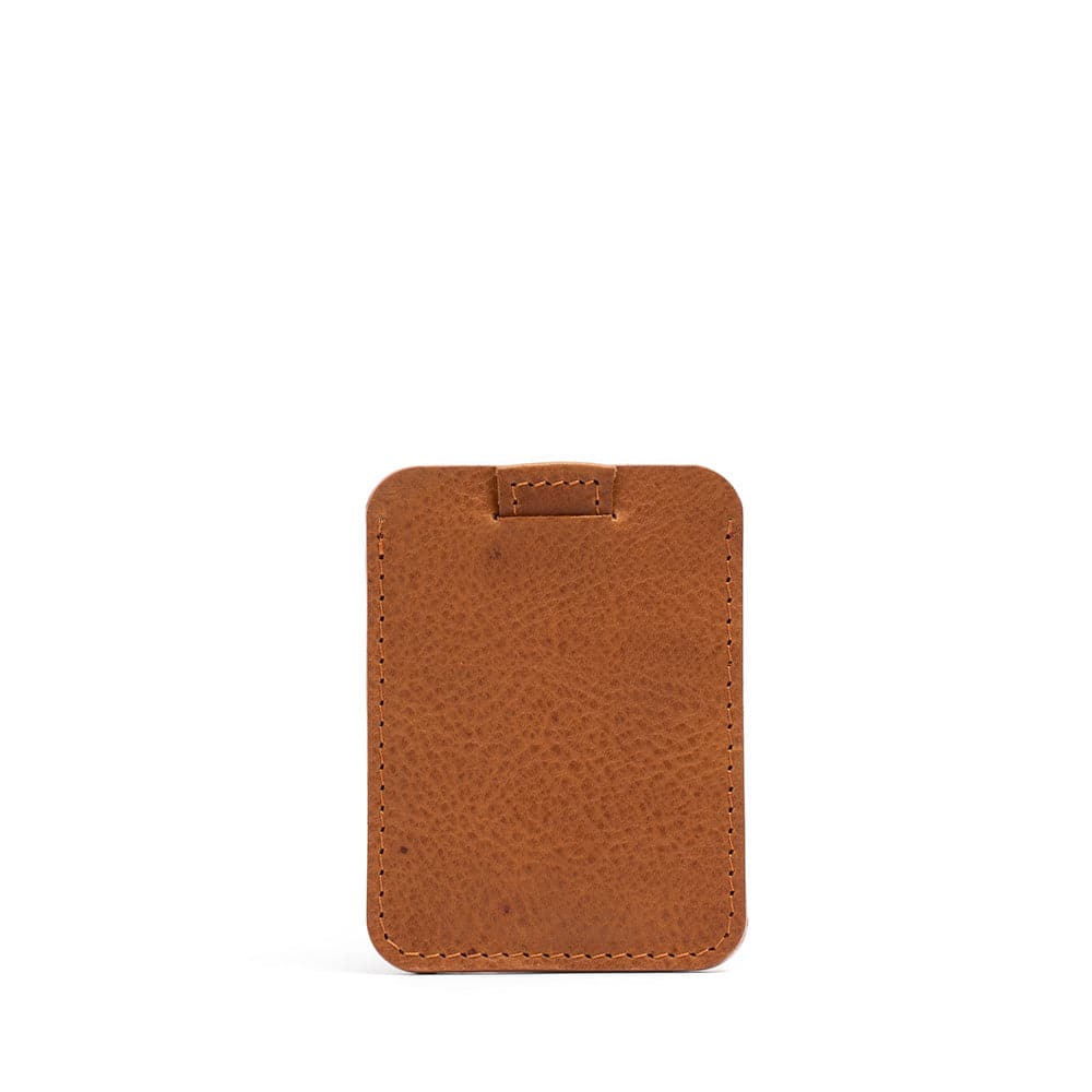 unique cognac brown color leather magsafe wallet - more cards than apple magsafe wallet for iphone - made by Geometric Goods from premium italian ful-frain vegetable-tanned eco-friendly leather