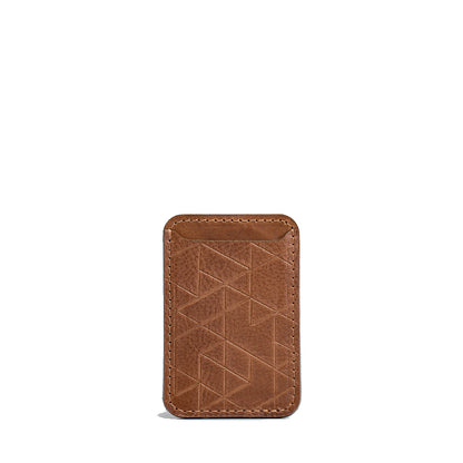 Best Third-Party MagSafe wallet with a strong MagSafe magnet from an Apple-approved supplier for iPhone made from premium top-grain vegetable tanned Italian leather with vectors pattern by Geometric Goods in brown color
