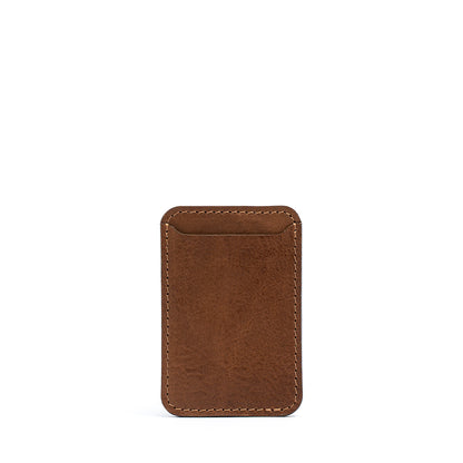Mahogany Classic full-grain leather MagSafe wallet, angled view