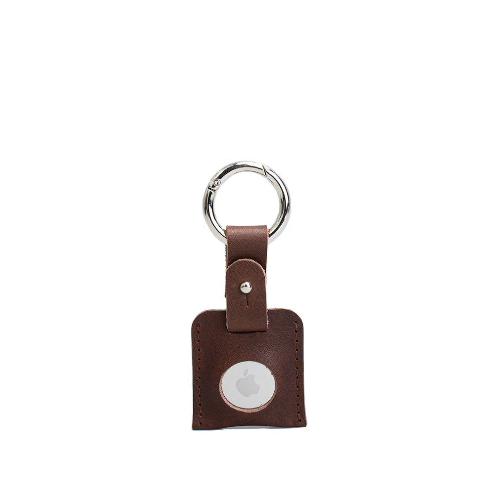 brown leather keyring with carabiner