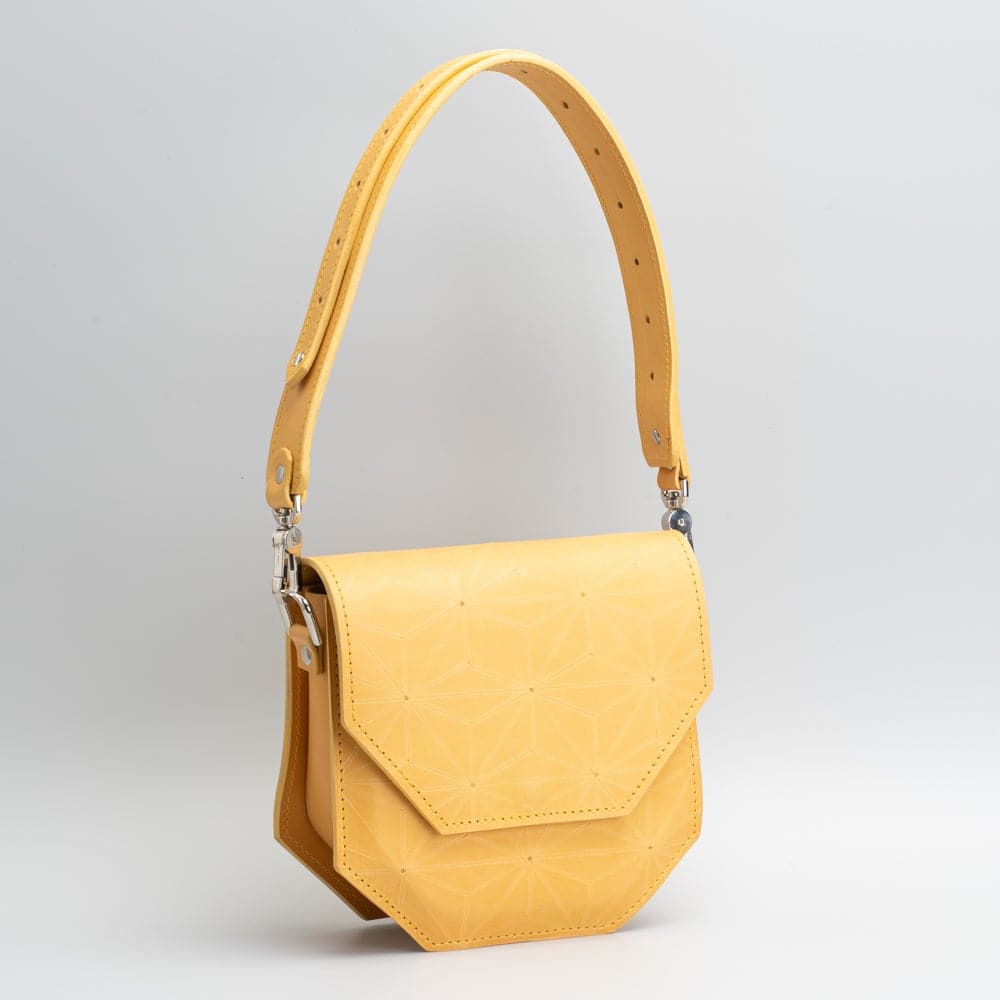 Geometric Leather Handbag - Hypatia - yellow