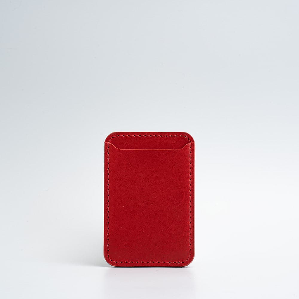 red leather magsafe wallet