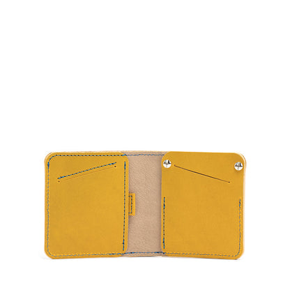 yellow leather airtag billfold wallet