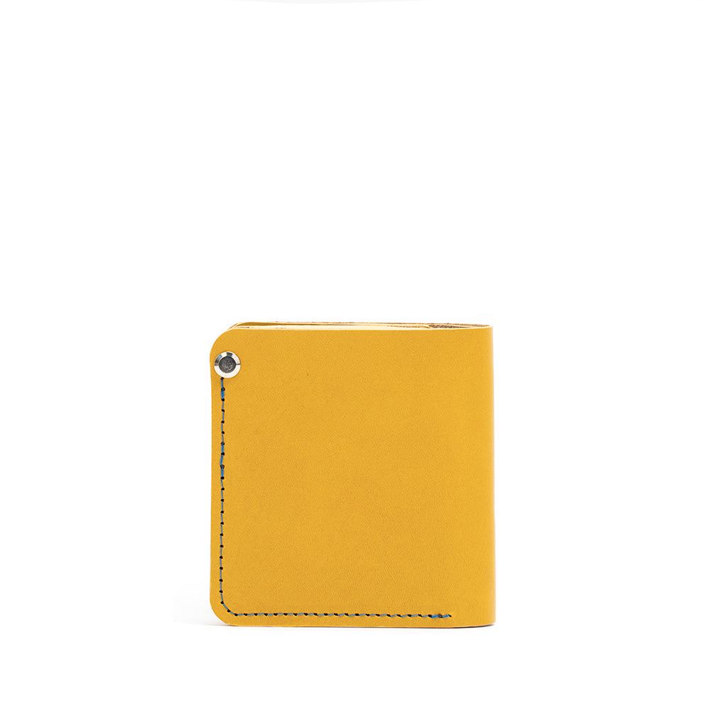 yellow leather airtag wallet